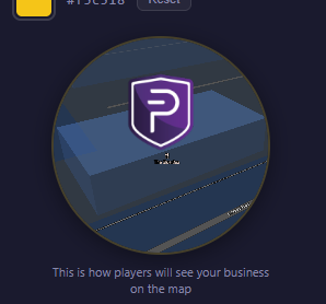 Example Coin World map marker showing a business with a PIVX logo